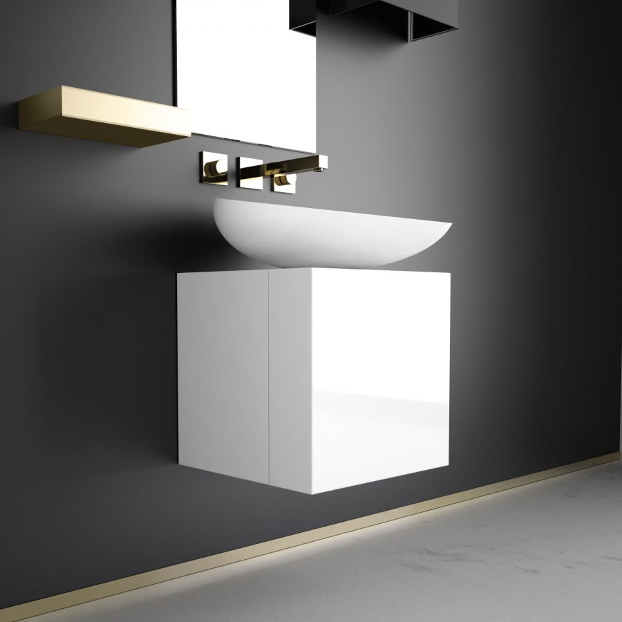 Meuble Cubus blanc - Vasque VetroFreddo Air