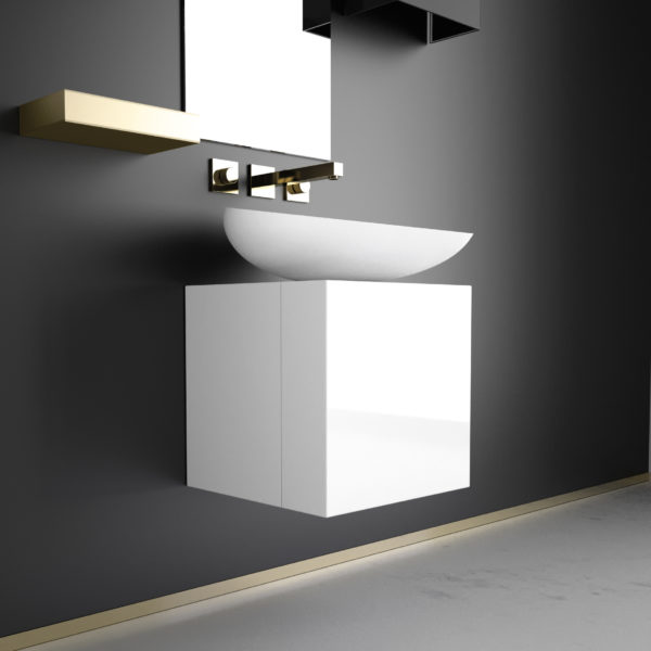 Meuble Cubus blanc - Vasque VetroFreddo Air