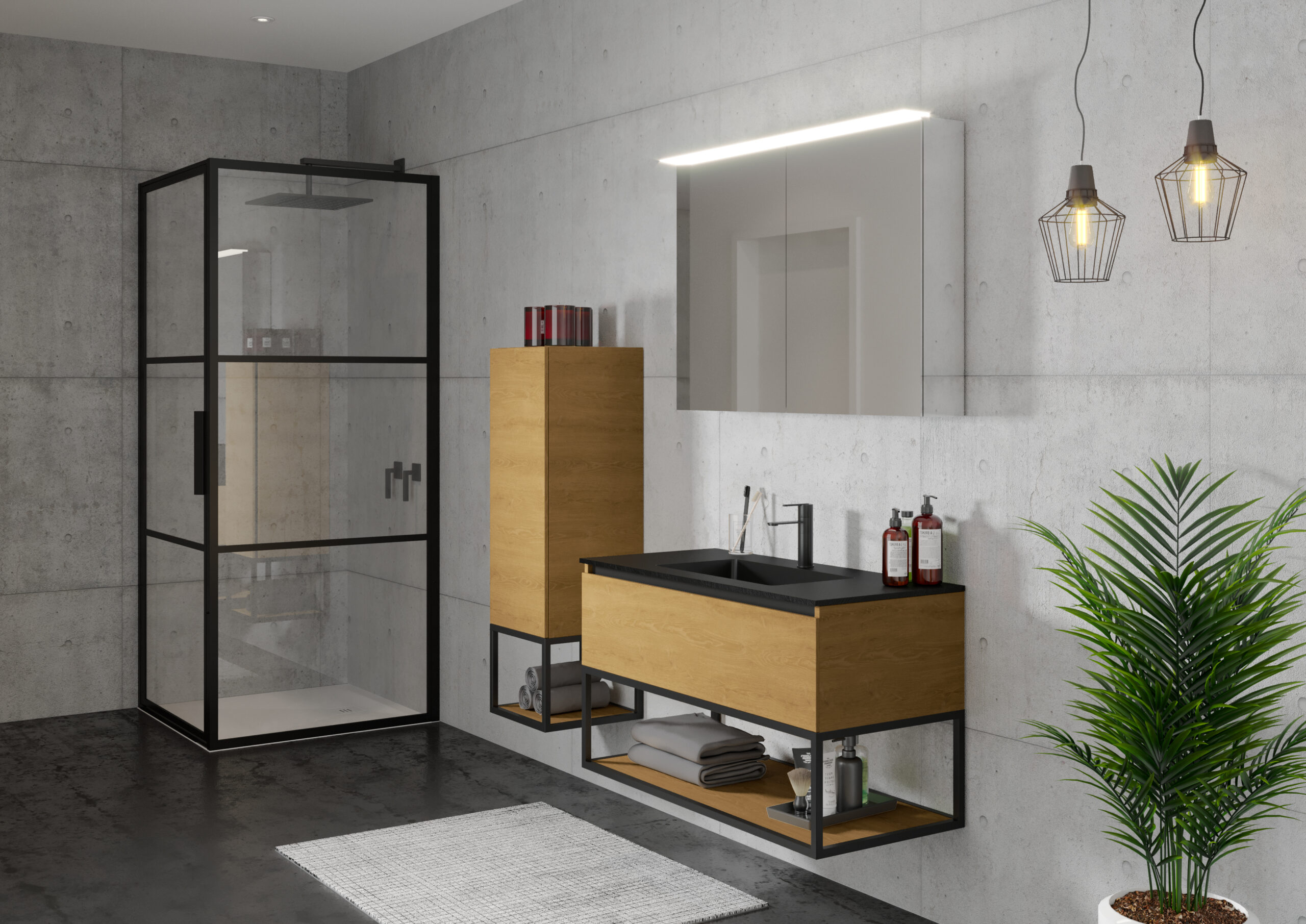 Paroi de douche à configuration angulaire